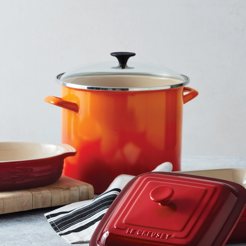 Le Creuset Enamel On Steel Stock Pot with Lid & Reviews